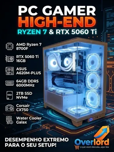PC Gamer | 5060ti 16gb | Amd Ryzen 7 8700F | 64GB (2x32GB) DDR5 6000MHz | 2 tb de Ssd