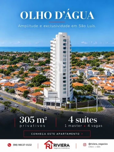 Luxuoso apartamento de 4 quartos à venda em São Luís-MA, bairro Olho D'água, com 4 suítes,