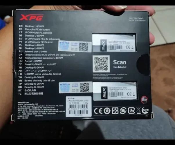 Memória RAM XPG Spectrix D60G 16GB (2x8GB) DDR4 3600MHz RGB