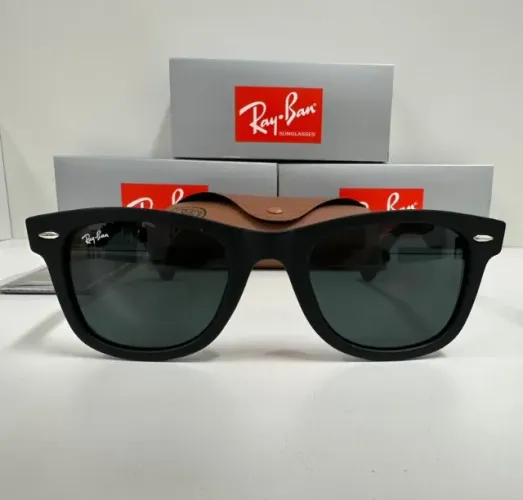 Óculos de sol ray-ban wayfarer black matte lentes de cristal style