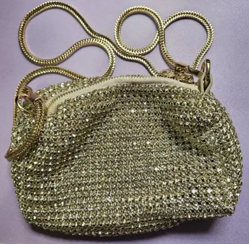 Bolsa de Festa Chenson Dourada com Strass
