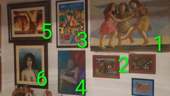 Peças de arte, entre esculturas, quadros, itens de decoração