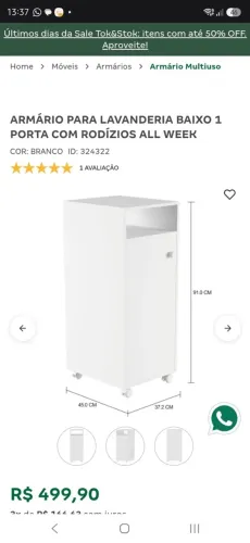 Armário Multiuso TokStok com rodinhas