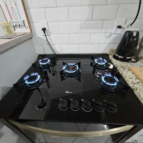 Fogão Fischer Gran Cheff 5 Bocas - Mesa de Vidro + Forno 110L