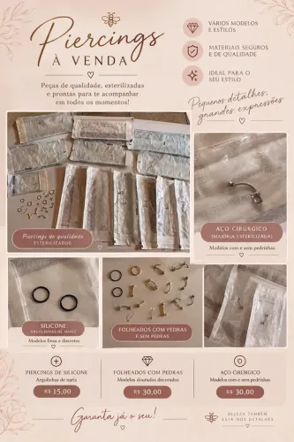 Vende-se piercings e joias