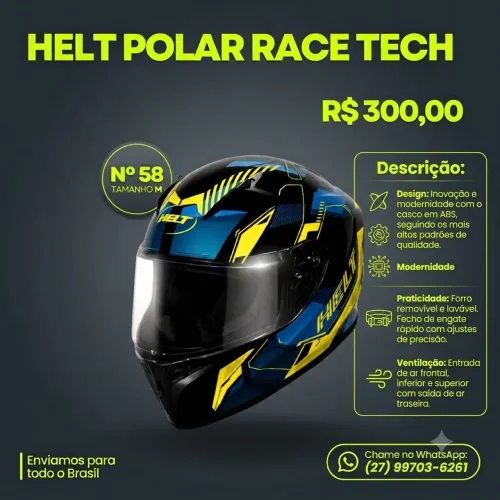 Capacete Helt Polar Race Tech 58