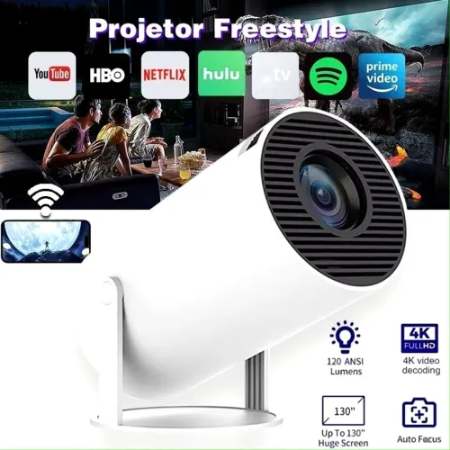 Projetor Portátil Android Smart Wi-fi HDMI Bluetooth Cinema em Casa Hy300 Ultra HD Bivolt