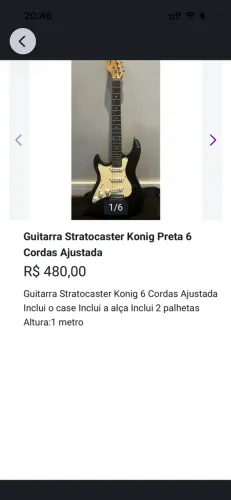 Guitarra Stratocaster Konig 6 Cordas