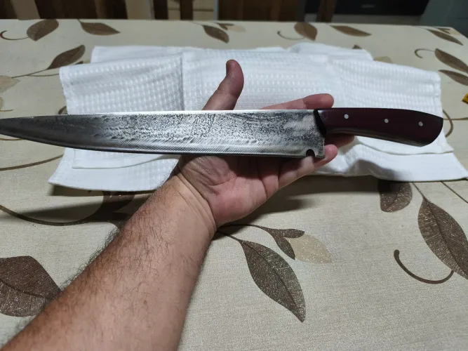 Faca artesanal picanheira com cabo roxinho
