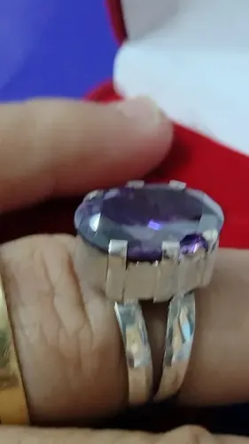 Anel Prata 950 Pedra Zircônia Lilas, Rosa, branca e outras cores 18x8 mm