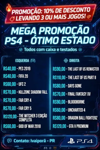 JOGOS DE PLASTATION 4