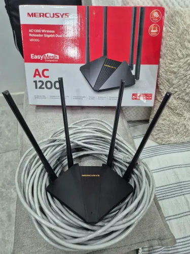 Roteador Wireless Mercusys + 30M de Cabo com RJ45
