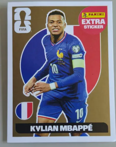 Figurinha Kylian Mbappé Ouro (Gold) - Extra Sticker Panini (Raro)