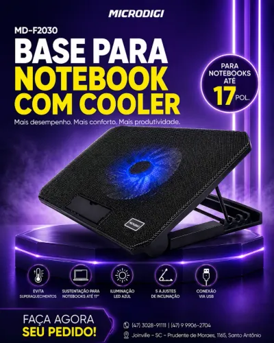 Base Para Notebook Microdigi MD-F2030 c/ Cooler (produto novo)