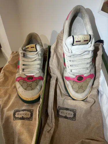 Gucci Screener GG Supreme Original Rosa/Verde Tam. 40 + Caixa