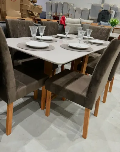 Mesa com Vidro + 6 Cadeiras NOVO DIRETO DA FABRICA