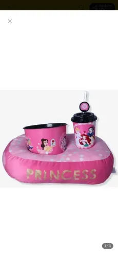 Kit cinema. Almofada + copo princesa+balde para pipoca