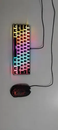 Kit gamer teclado led mecânico compacto brx + mouse game Led 7 botões 