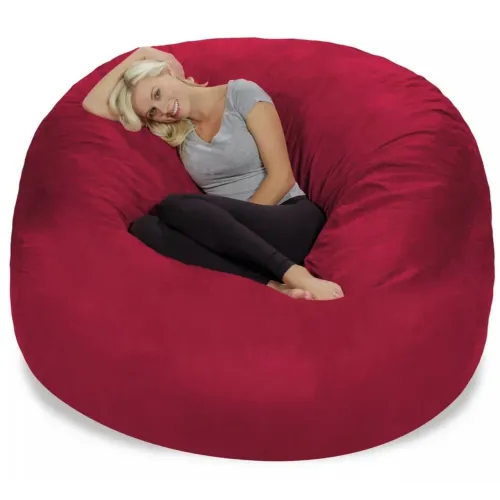Puff Gigante Redondo 140x80 Em Suede Vermelho Sem Enchimento