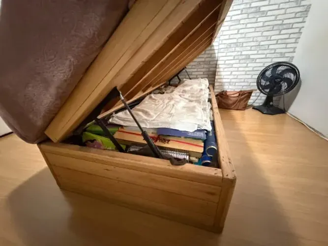 CAMA BAU SOLTEIRO COM COLCHÃO