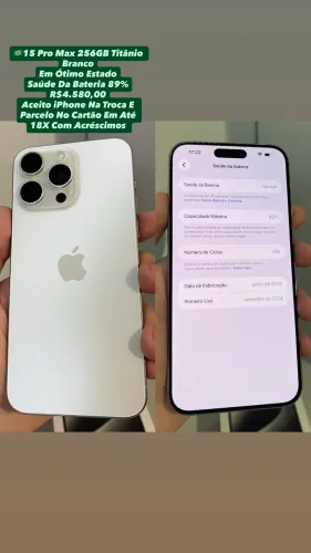 iPhone 15 Pro Max 256GB De Armazenamento | Saúde Da Bateria 89% ( Usado )