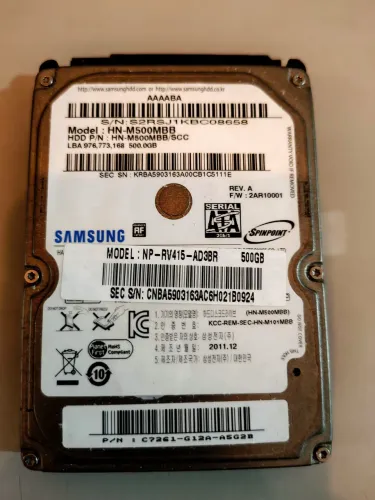 HD de Notebook de 2,5 polegadas com capacidade de 500 GB Samsung Spinpoint M8