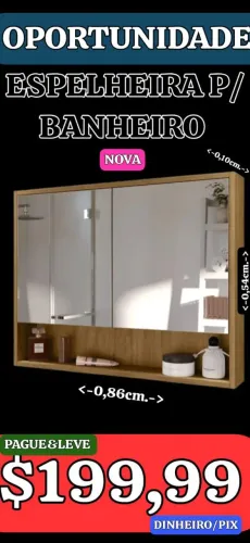 ESPELHEIRA P/ BANHEIRO 2 PORTAS, LEIAM: