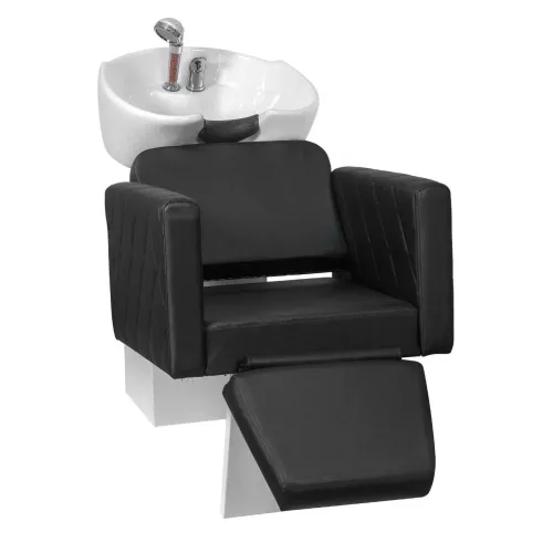 Cadeira de lavatório, encosto do pé reclinavel, cor BEGE, Cuba de porcelana