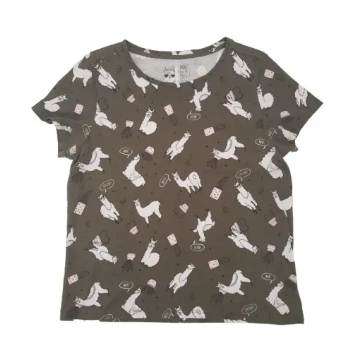 Camiseta Blue Steel Lhama Feminina Tamanho M Verde Militar