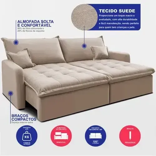 Sofá Cama 4 Lugares com Cama