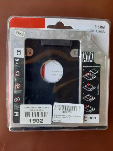 Adaptador Caddy de Gaveta Notebook 9.5 Slim P/ Segundo HD SSD Com Parafusos