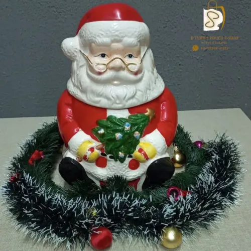 PROMOÇÃO!!Porta Biscoito Do Papai Noel De Porcelana De Luxo