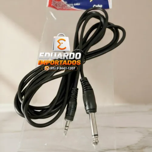 Cabo de Áudio Auxiliar P2 Estéreo x P10 Mono de 3 Metros (para Som, Equipamentos)