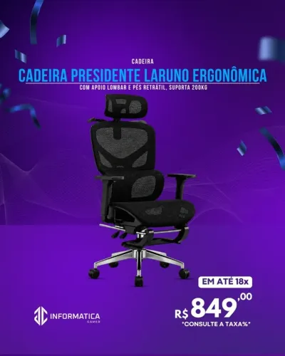 CADEIRA PRESIDENTE LARUNO ERGONÔMICA