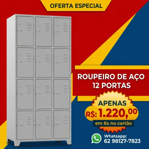 ROUPEIRO DE AÇO GRA 12 PORTAS