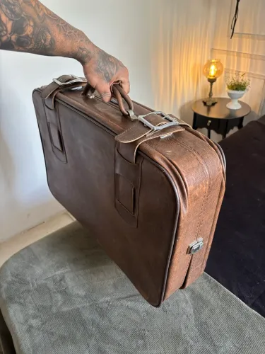 mala de mão ika vintage marrom