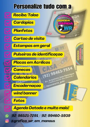 Gráfica Rápida WR/ cartão de visita/panfletos/imã de geladeira e muito mais!