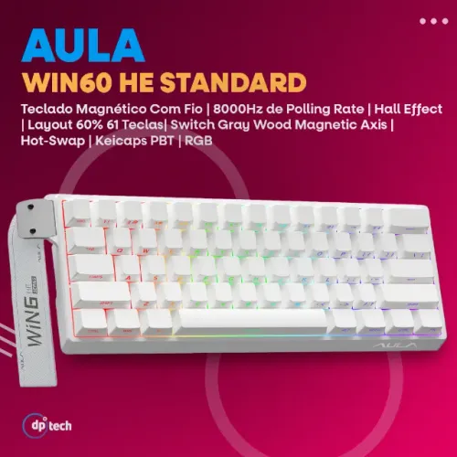 Teclado Magnético AULA Win60 HE 8000Hz | Switch Gray Wood Magnetic -Entrega grátis-