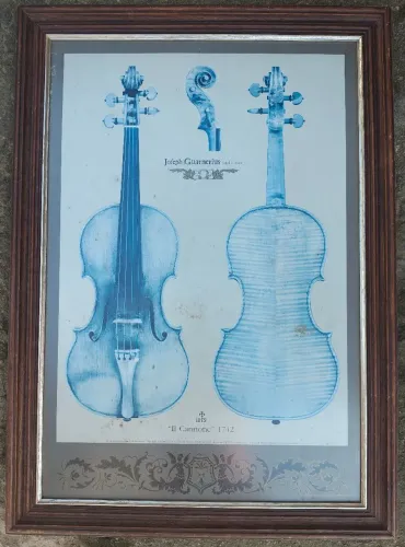 Pôster Técnico Original Violino Il Cannone 1742 Emoldurado medidas 63x87cm
