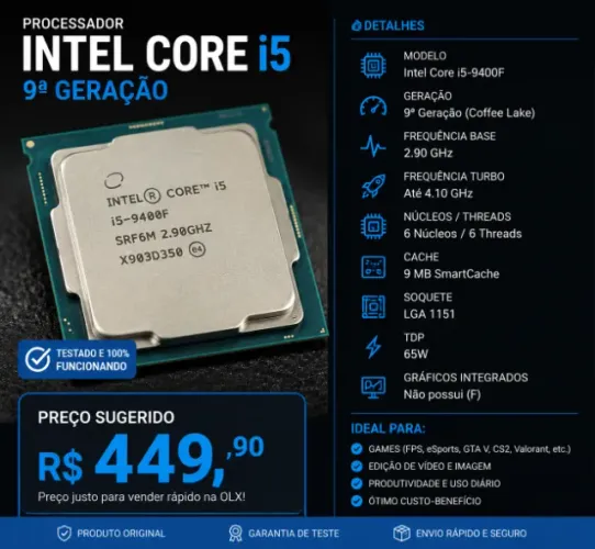PROCESSADOR INTEL I5 9 GERAÇÃO
