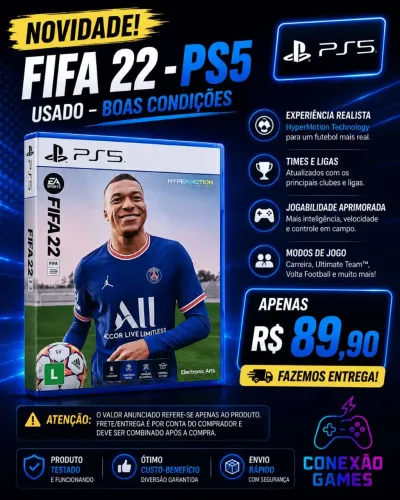 FIFA 22 PS5 Mídia Física Jogo Playstation 5