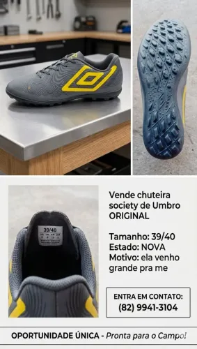 Chuteira Umbro Society Original - Tam 39/40 (Estado de Nova)