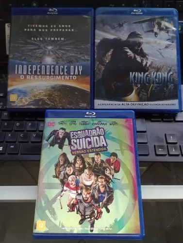 Lote 3 x Blu-Ray Esquadrão Suicida (Versão Estendida) + King Kong + Independence Day 2