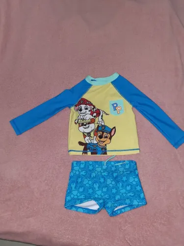 Conjunto de praia infantil + Fraldas de banho - patrulha canina