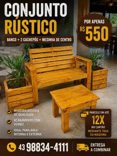 Vendo conjunto de madeira rústico