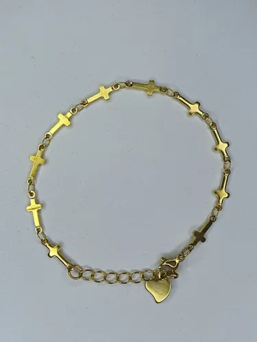 Pulseira dourada trançada ou cruz