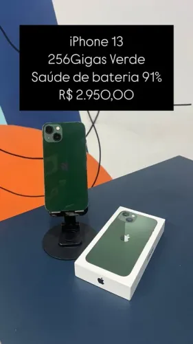 IPhone 13 Verde 256Gigas Saude de Bateria 91% Semi Novo | Loja Física |