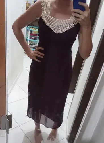 Promoção Vestido social com pedras de pérolas