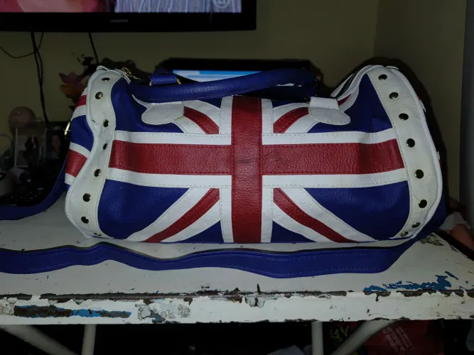 Bolsa de mão em couro,estiloso com estampa da bandeira britânica