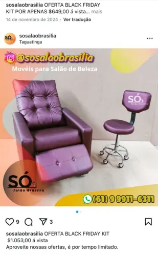 Kit poltronas reclinável para extensão de cílios